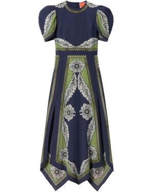 La DoubleJ Cherry Puff-Sleeve Dress - Blue
