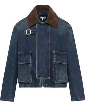 Loewe Kurzer Parka Aus Denim - Blau