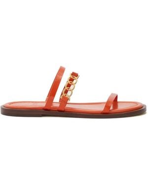 Odissi Juliet Flat Leather Sandals - Red