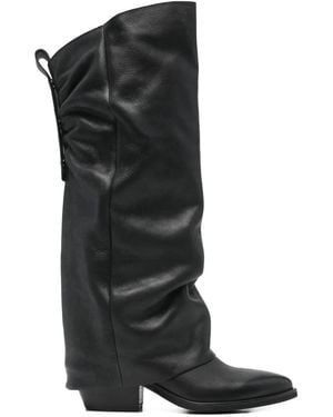 GISÉL MOIRÉ Hunter ポインテッドトゥ ブーツ - ブラック