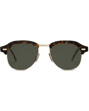 Thom Browne Tortoiseshell-Effect Pilot Sunglasses - Green