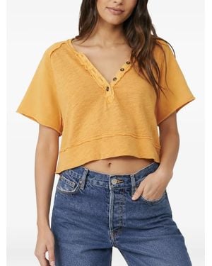 Free People Blusa Con Botones Y Cuello En V - Azul