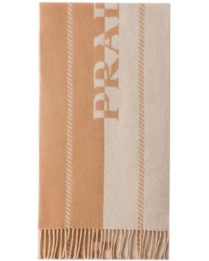 Prada Bufanda pequeña con logo en jacquard - Neutro