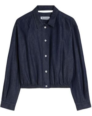Jil Sander Elasticated-Hem Cotton Jacket - Blue