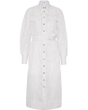 Brunello Cucinelli Striped Shirt Dress - White