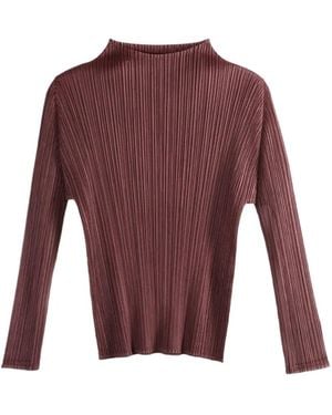 Pleats Please Issey Miyake Pleated Long-Sleeve Top - Purple