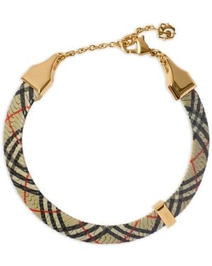 Burberry Check-Print Lobster-Clasp Bracelet - White