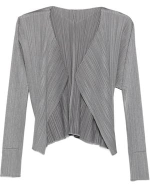 Pleats Please Issey Miyake Pleated Long-Sleeve Cardigan - Grey