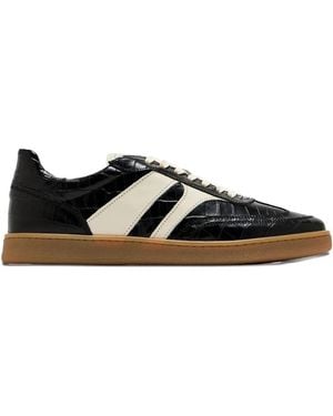 Collegium Pillar Court Iii Crocodile-Effect Panelled Trainers - Black