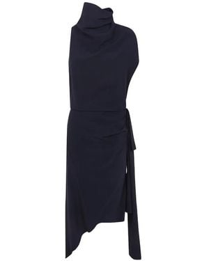 N°21 Draped Asymmetric Midi Dress - Blue