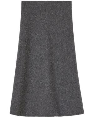 Jil Sander Wool A-Line Midi Skirt - Gray
