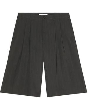 Our Legacy Pinstriped Pleated Shorts - Black