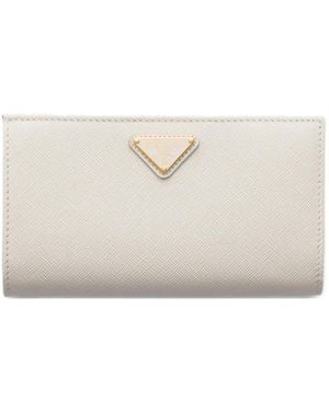 Prada Large Saffiano Leather Wallet - Natural