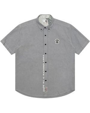 Aape By A Bathing Ape Logo-Patch Short-Sleeve Shirt - Grey
