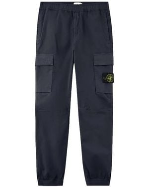 Stone Island 3100031 Stretch Organic-Cotton Twill Trousers - Blue