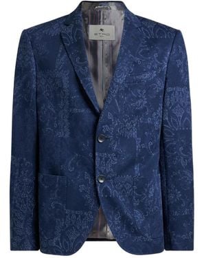 Etro Floral Jacquard Single-Breasted Jacket - Blue