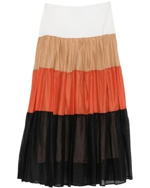 Kaos Falda Larga A Capas Escalonadas Con Diseño Colour Block - Blanco