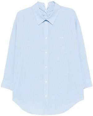 Juun.J Lace-Up Pinstripe Shirt - Blue