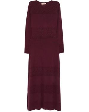 Twinset Kleid Mit Spitzeneinsätzen - Lila