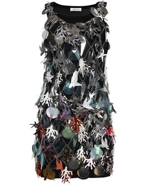 Rabanne Robe Shell-Coral Chain-Effect Mini Dress - Black
