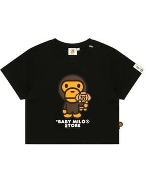 *BABY MILO® STORE BY *A BATHING APE® Baby Milo Graphic-Print Cropped T-Shirt - Black