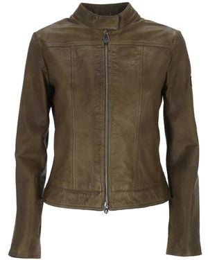 Peuterey Zip Leather Jacket - Green