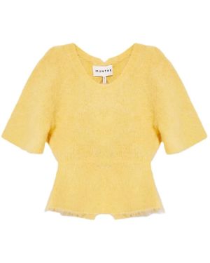 Munthe Rylaine Bow-Back Knit T-Shirt - Yellow