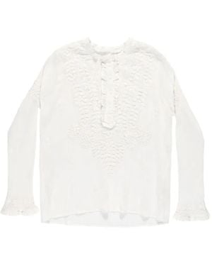 MAISON HOTEL Blouse Brodée Gabriela À Volants - White