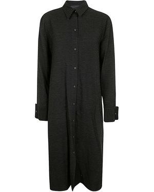 Maria Calderara Striped Button Dress - Black