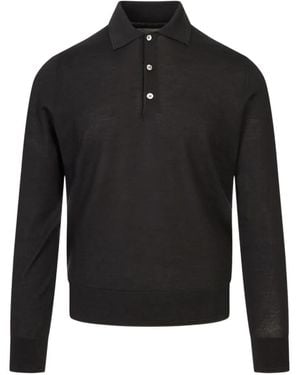 Canali Polo De Manga Larga - Negro