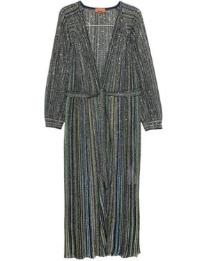 Missoni Sequin-Embellished Striped Cardigan - Gray