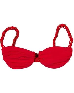 Isa Boulder Braided-Strap Bikini Top - Red