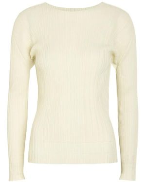 Pleats Please Issey Miyake Plissé-Effect Long-Sleeve Top - Natural