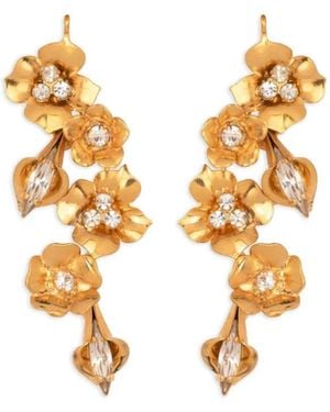Jennifer Behr Vanora Floral Crystal Earrings - Metallic