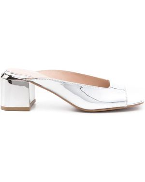 Pinko 60Mm Laminated Mules - White