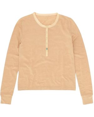 Fortela Coralie Serafino Silk-Trim Long-Sleeve T-Shirt - Natural