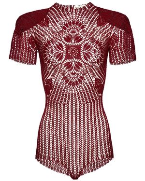 Magda Butrym Crochet-Knit Bodysuit - Red