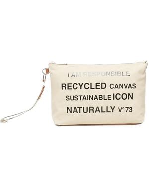 V73 Pochette En Toile À Logo Imprimé - White