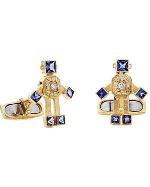 Van Robot Boutons De Manchette Robot En Diamant Et Tanzanite - Métallisé