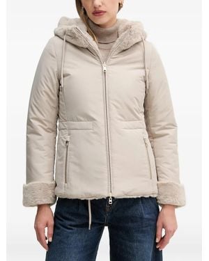 Geox Kaula Hooded Faux Fur Jacket - Natural