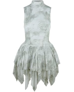 Contessa Mills Bella Hand-Painted Handkerchief-Hem Dress - Blue