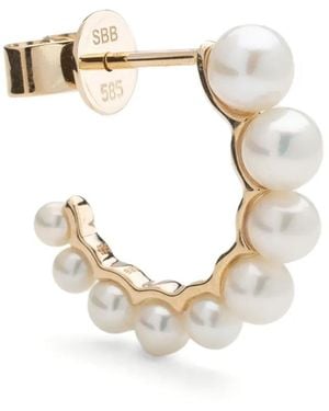 Sophie Bille Brahe 14Kt Petite Boucle De Perles Pearl Hoop Earrings - Metallic