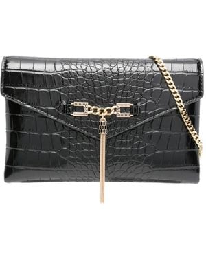Elisabetta Franchi クロコダイルパターン クラッチバッグ - ブラック