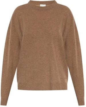 Munthe Ribbed-Hem Knitted Jumper - Brown