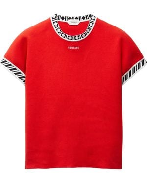 Versace Cotton Knit T-Shirt - Red