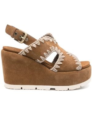 Mou 95Mm Whipstitch-Detail Sandals - Brown