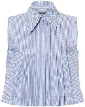 Alberta Ferretti Striped Cropped Top - Blue
