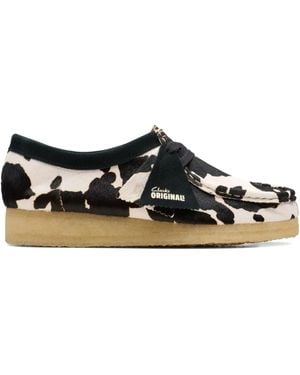 Clarks Wallabee "cow Print Hairon" Sandals - Black