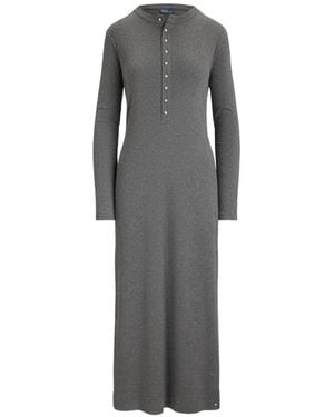Polo Ralph Lauren Henley Long-Sleeve Maxi Dress - Grey