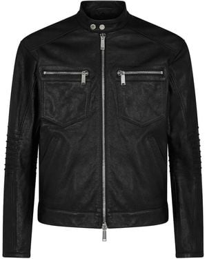 DSquared² Lederjacke Mit Reißverschluss - Schwarz